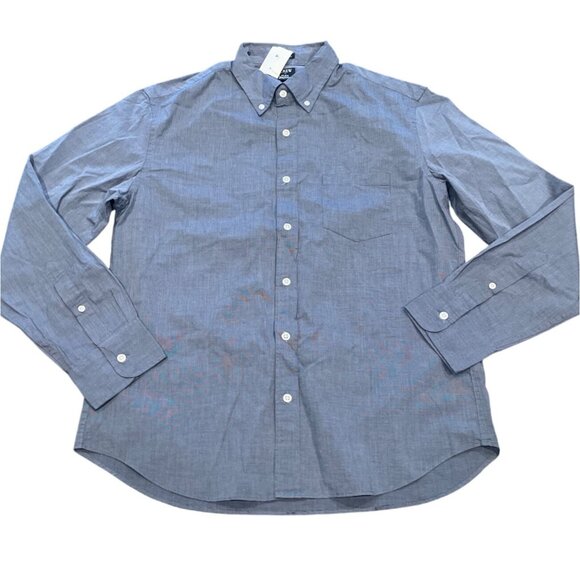 NWT J.Crew Factory Men's L Slim Untucked Flex Casual Shirt Montclair Navy L0461 - Picture 2 of 8